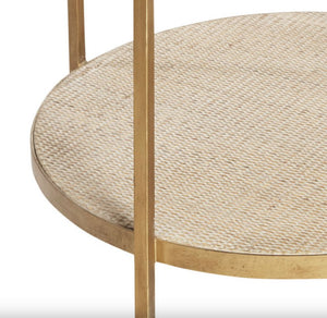 Manhattan Rattan Round Side Table - Brass