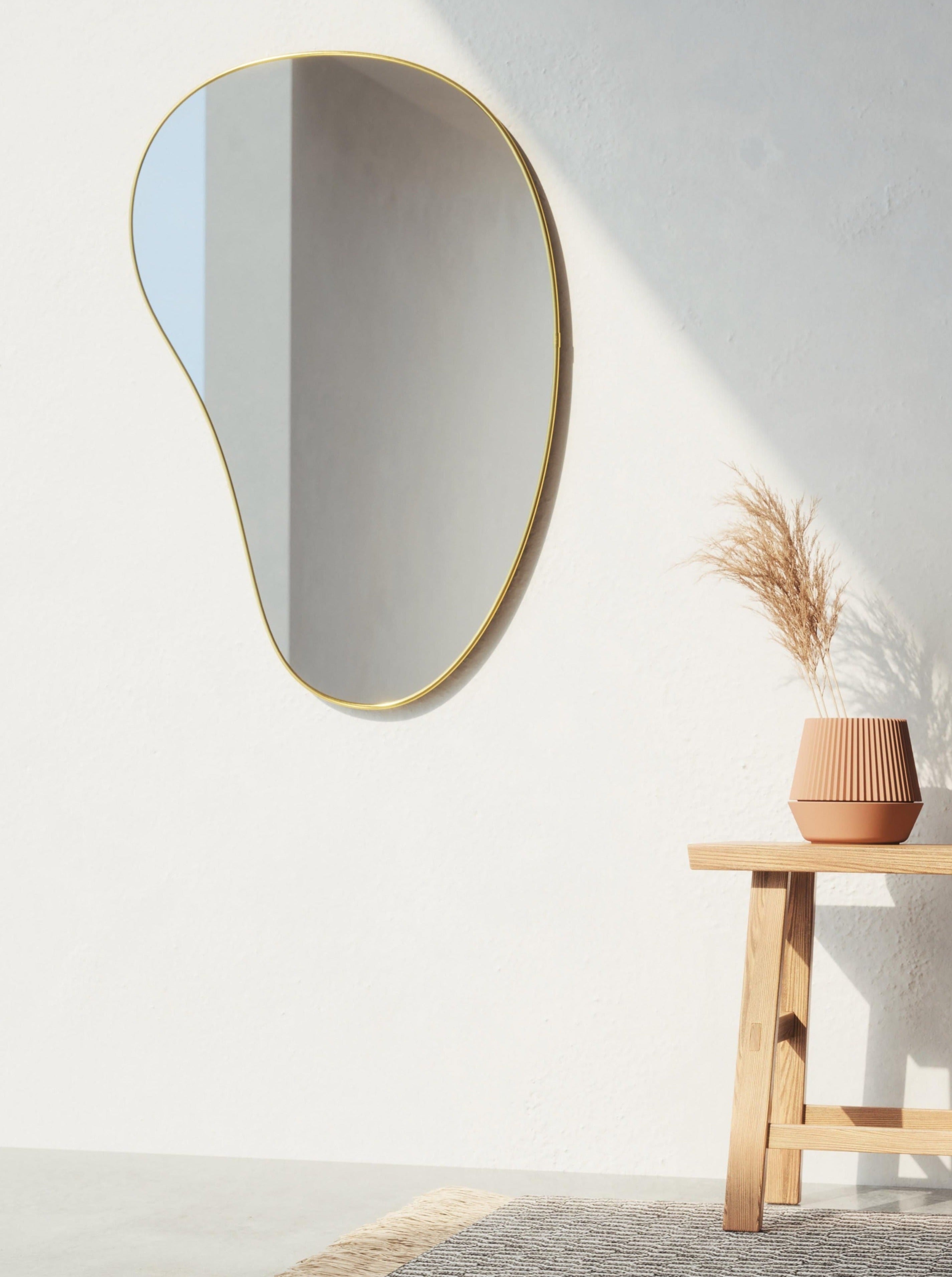 Pebble 92x61cm Organic Shape Mirror - Brass