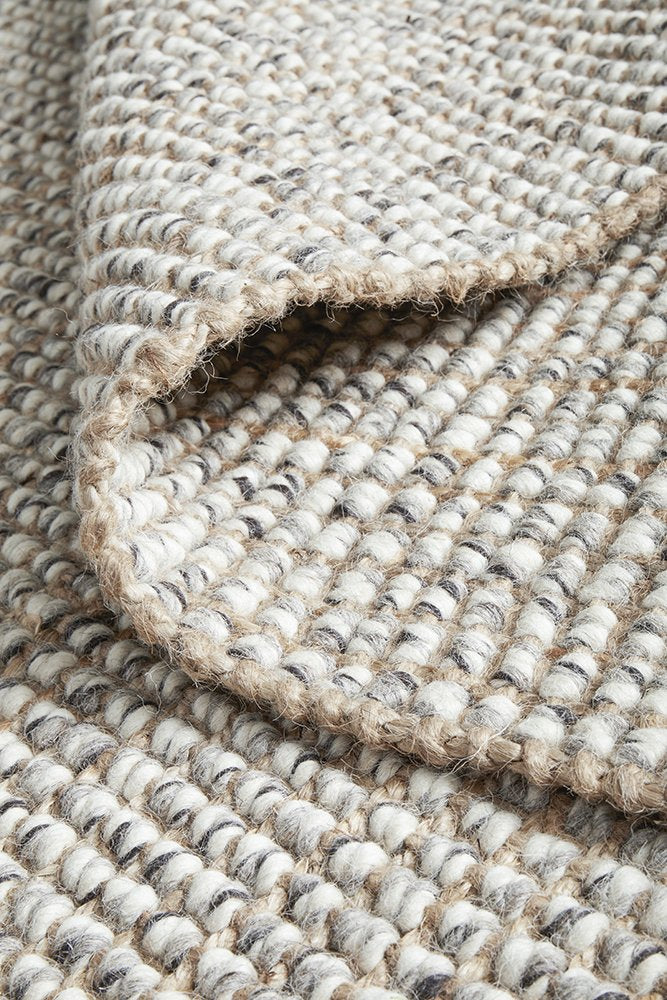 Sandra Hand Made Wool And Jute Runner - Grey