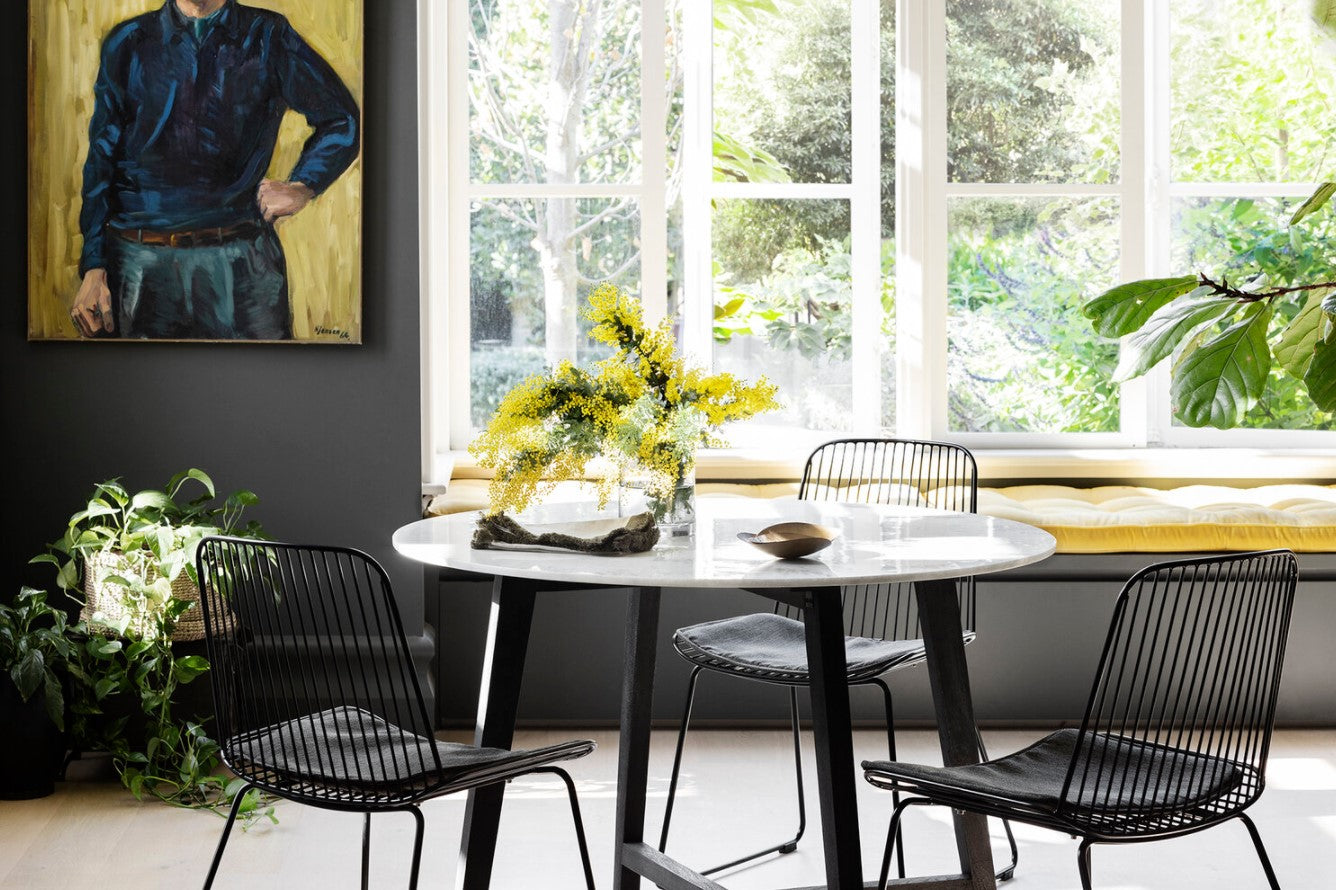 Attic Round 1.1m Marble Dining Table - Black
