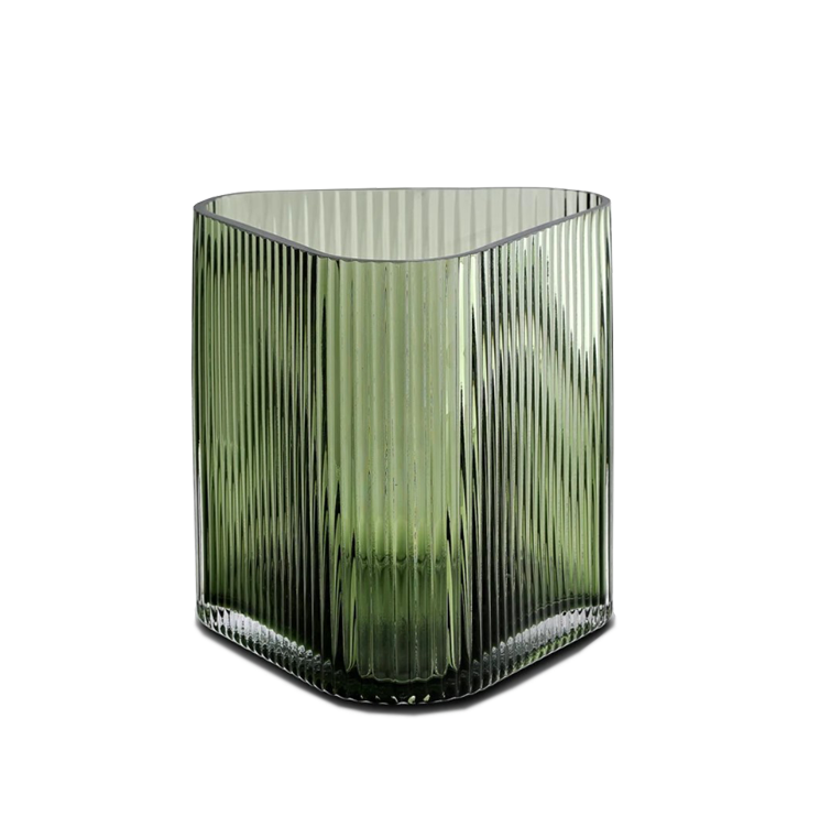 Vivin Ribbed Large Glass Vase - Green