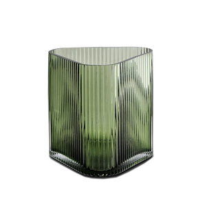 Vivin Ribbed Large Glass Vase - Green