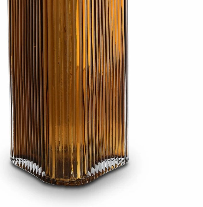 Vivin Ribbed Medium Glass Vase - Amber