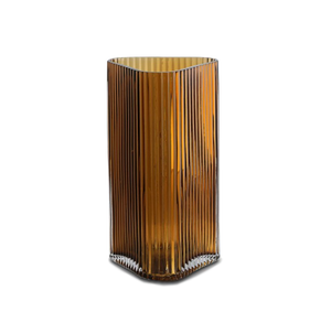 Vivin Ribbed Medium Glass Vase - Amber