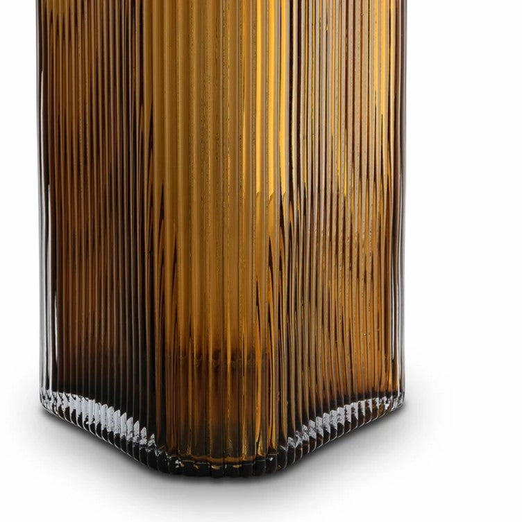 Vivin Ribbed XL Glass Vase - Amber