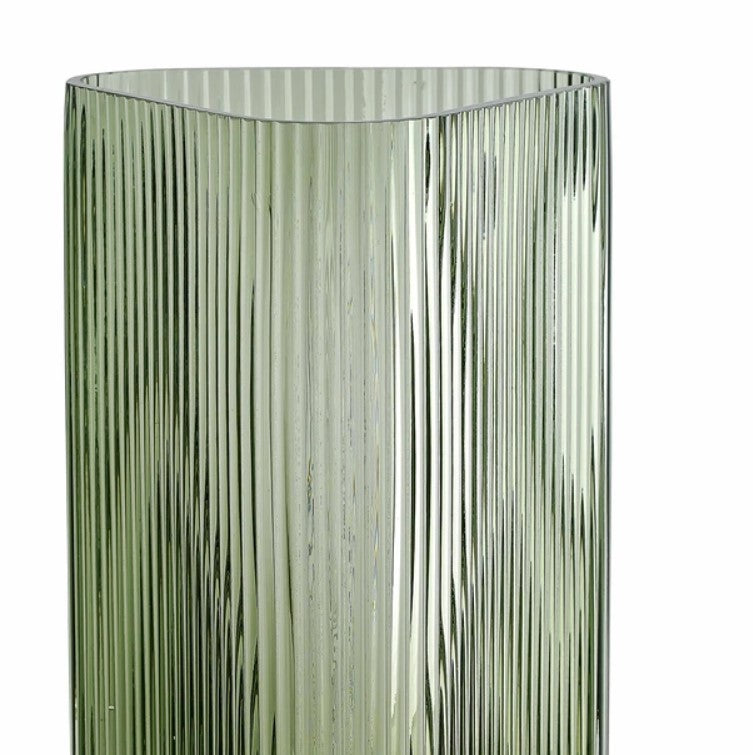 Vivin Ribbed XL Glass Vase - Green