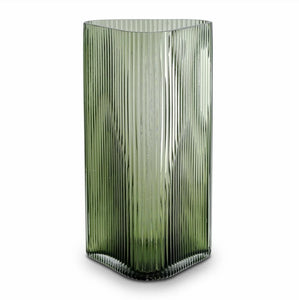 Vivin Ribbed XL Glass Vase - Green