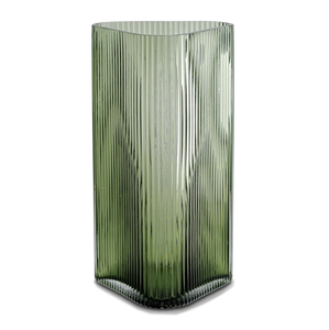 Vivin Ribbed XL Glass Vase - Green