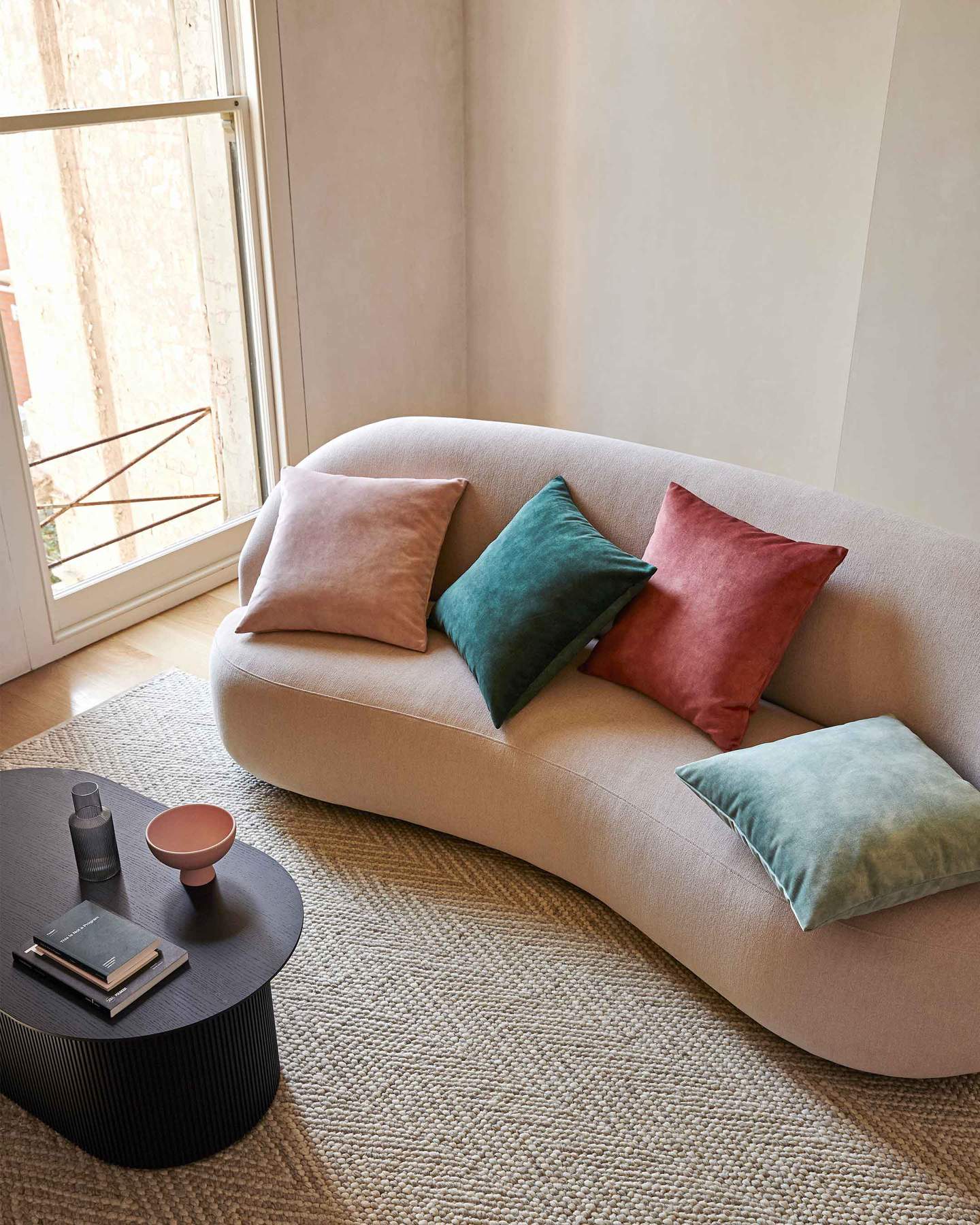 Weave Ava Velvet Fabric 50cm Cushion - Blush