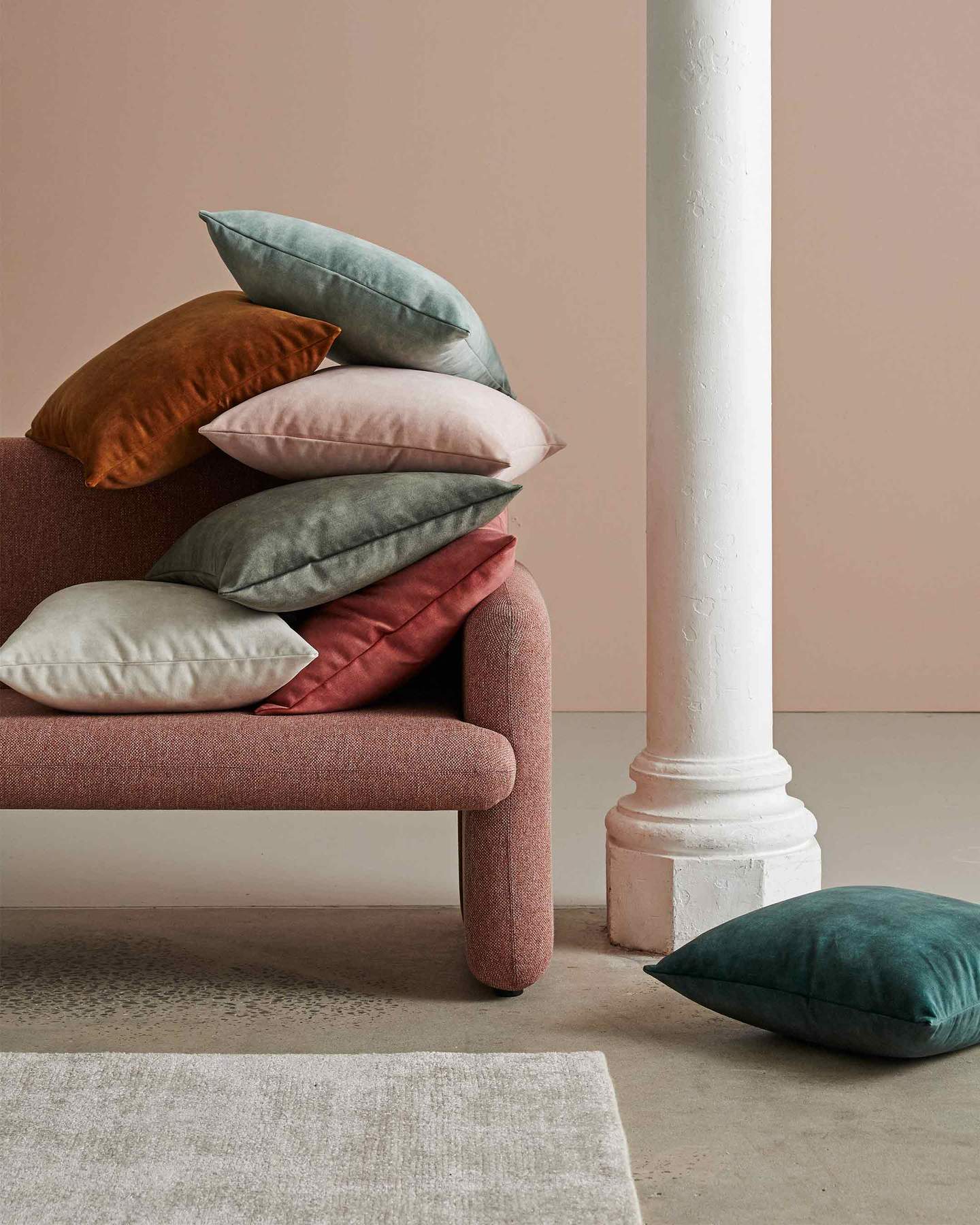 Weave Ava Velvet Fabric 50cm Cushion - Blush