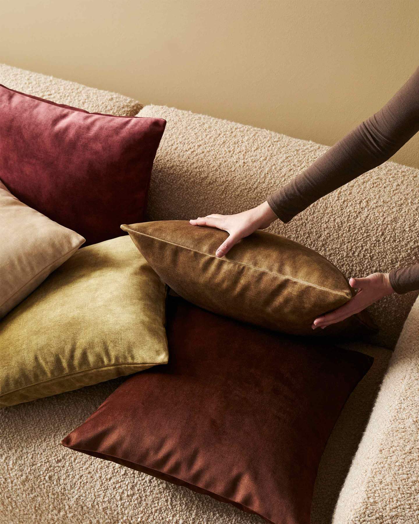 Weave Ava Velvet Fabric 50cm Cushion - Burnish
