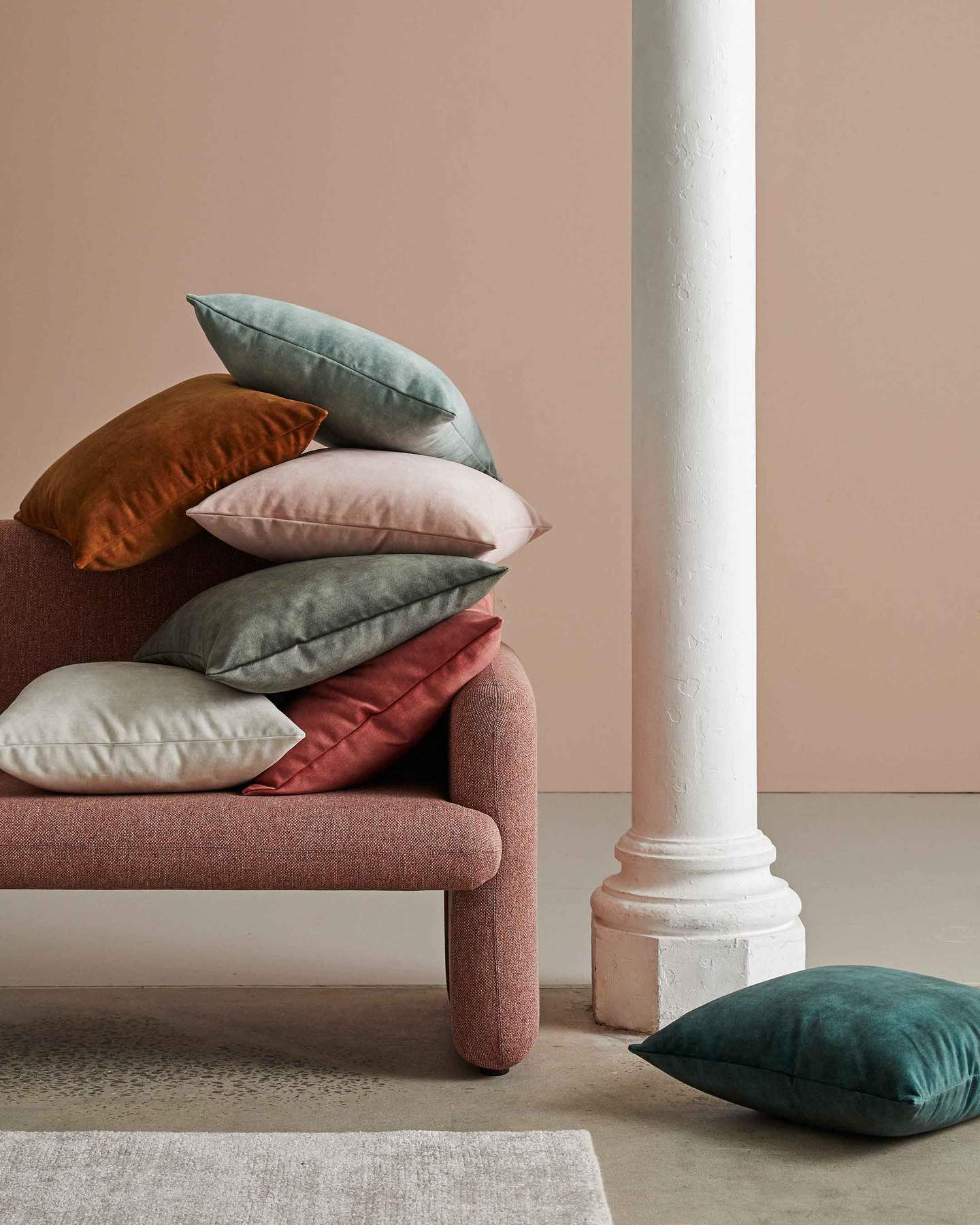 Weave Ava Velvet Fabric 50cm Cushion - Cinnamon