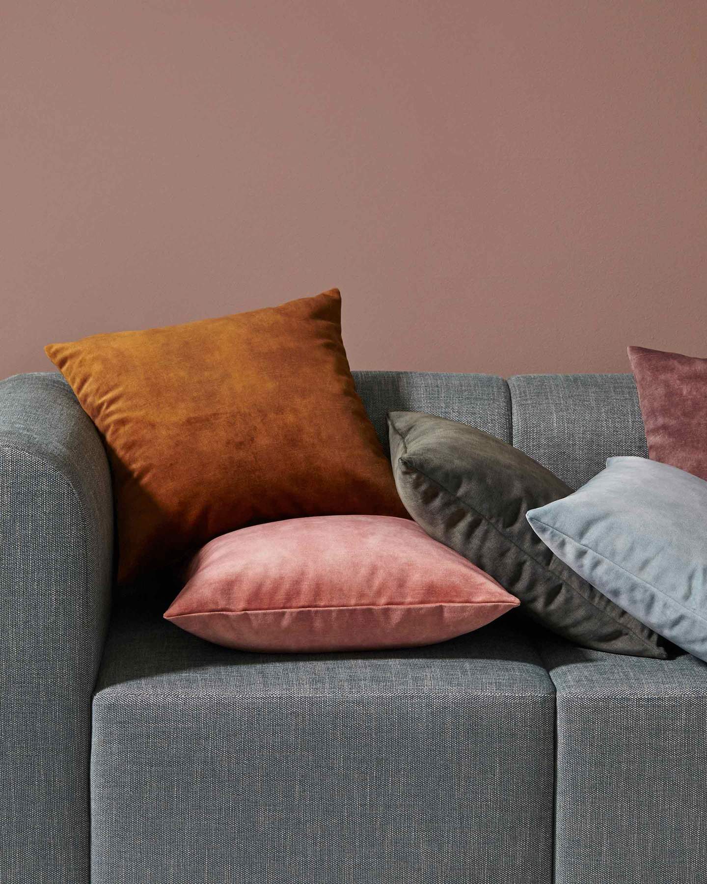 Weave Ava Velvet Fabric 50cm Cushion - Ochre
