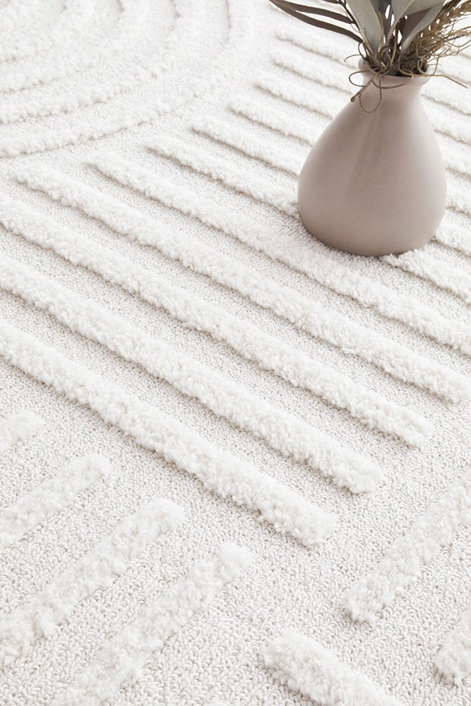 Zoe Power-Loomed Polypropylene Rug - White
